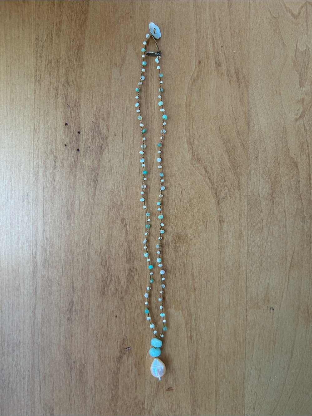 Hand Beaded Necklace With Semi-Prciois Atones and Pearls- Women Jewelry